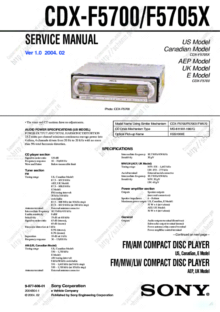 Инструкция sony cdx f5700