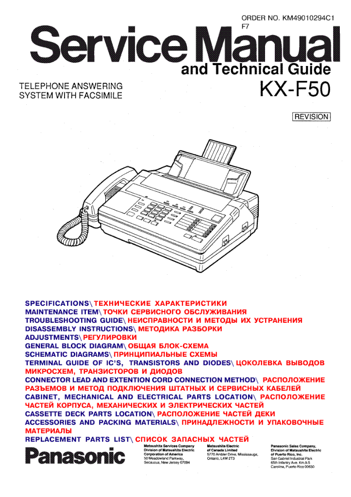 Инструкция к панасоник факс