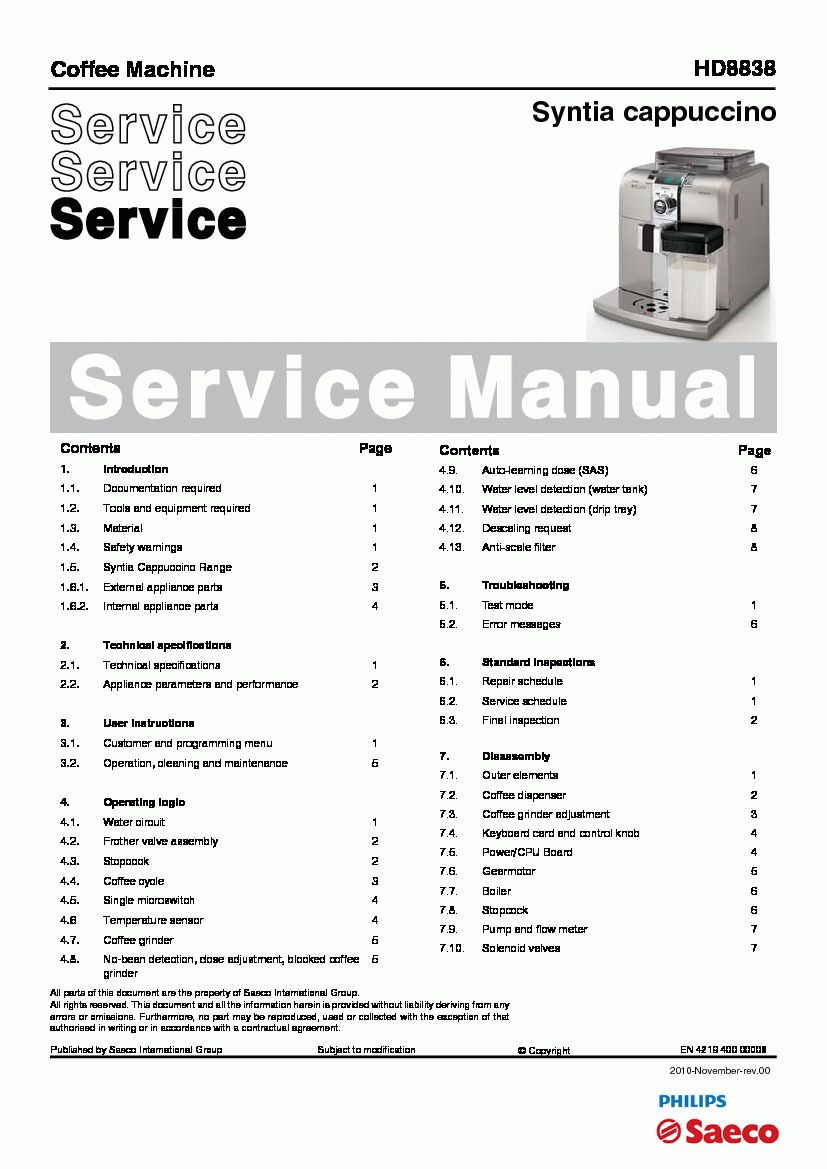 Saeco service manual pdf