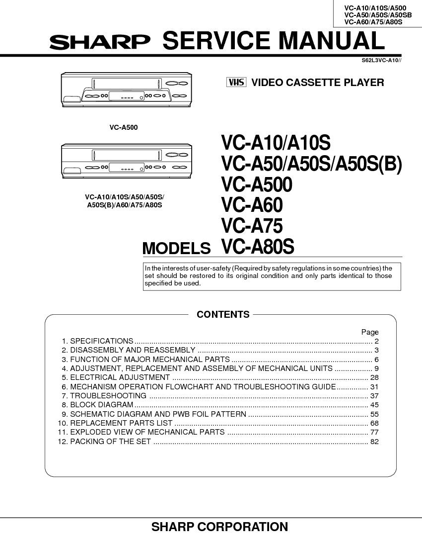 Скачать инструкцию видеомагнитофона sharp vc 6v3