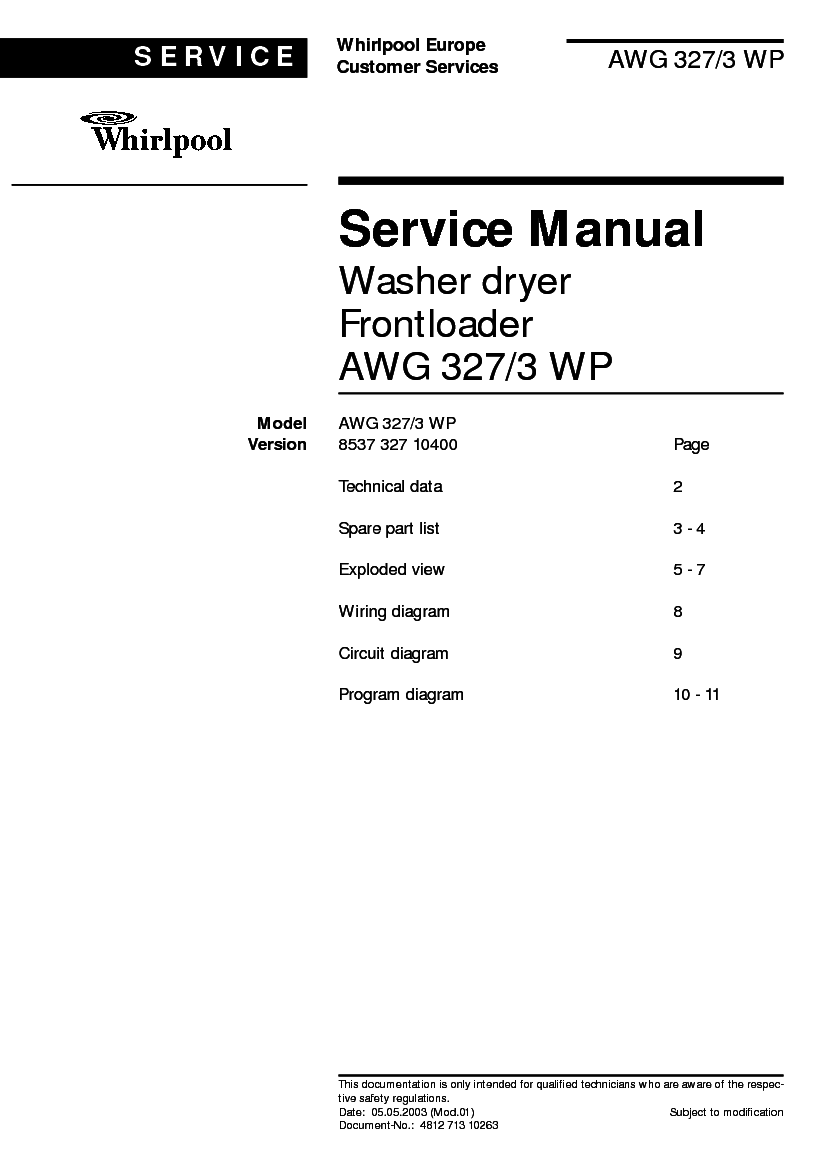 Whirlpool AWG 327 3